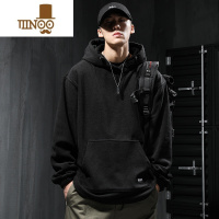 YANXU加绒卫衣男冬季摇粒绒加厚连帽美式抓绒衣加肥大码男士羔绒帽衫