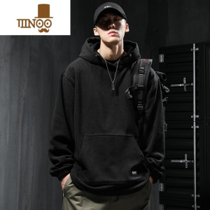 YANXU加绒卫衣男冬季摇粒绒加厚连帽美式抓绒衣加肥大码男士羔绒帽衫