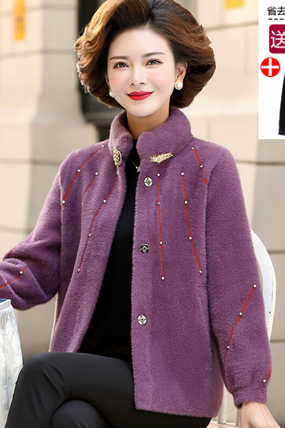 迪鲁奥(DILUAO)40岁50岁喜婆婆穿的婚礼妈妈高贵水外套中年女装秋冬结婚礼服洋气喜婆婆毛呢大衣棉服