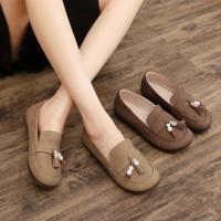 真皮复古乐福鞋女秋季新款流苏配裙子软底英伦风四季小皮鞋