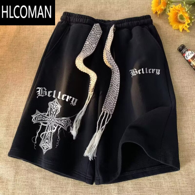 HLCOMANoversize美式抽绳运动短裤夏季男款休闲宽松五分中裤