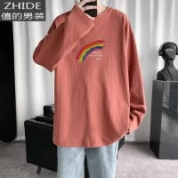 SUNTEK白色长袖t恤男韩版潮流宽松百搭圆领色上衣打底衫休闲大码秋衣T恤