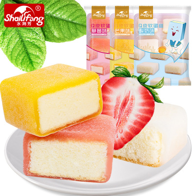 水浰芳Q皮软蛋糕138gX3包(一包6个)营养早餐冰皮蛋糕休闲零食冰雪蛋糕草莓芒果酸奶蛋糕