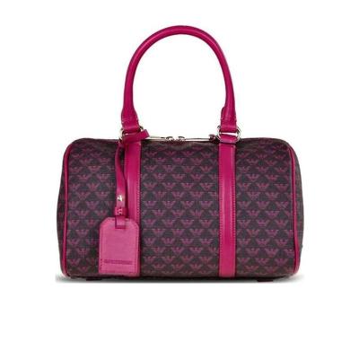 Emporio Armani玫红色黑色徽标印花女士手提包时尚简约百搭设计