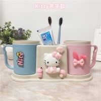 卡通家用可爱公主双人闺蜜洗漱杯情侣套装卫浴牙刷架儿童刷牙杯 三维工匠 佩齐款(粉)