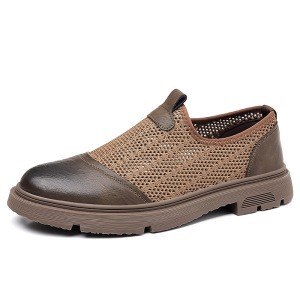 年新款男士休闲镂空皮鞋男潮透气洞洞鞋套脚真皮凉鞋