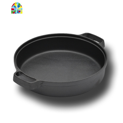 铸铁平底锅加厚煎锅无涂层锅家用煎饼锅烙饼锅多用炖锅 FENGHOU 木把30+玻璃盖+木铲+手套