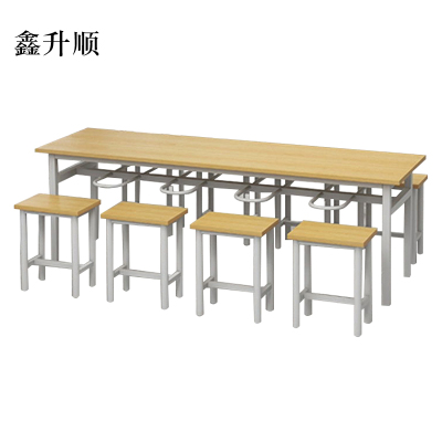 鑫升顺餐桌8人学校食堂小吃店快餐桌椅饭堂防火板桌2200*600*750
