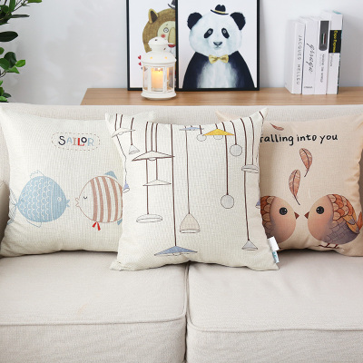 个性抱枕简约沙发靠垫棉麻卧室床头枕正方形靠枕套不含芯