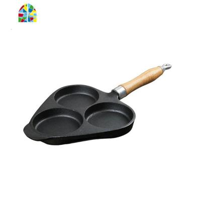 铸铁三孔蛋饺锅 无涂层平底锅加深鸡蛋汉堡模具煎蛋锅电磁炉 FENGHOU 新款款三孔加深煎蛋锅送铲子刷子