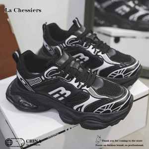 La Chessiers男鞋春秋季老爹鞋2025新款休闲鞋子男士运动休闲鞋气垫网面潮鞋