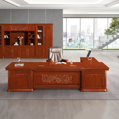 慧采云 办公家具老板桌油漆大班台实木皮创意时尚总裁桌办公桌2.4m