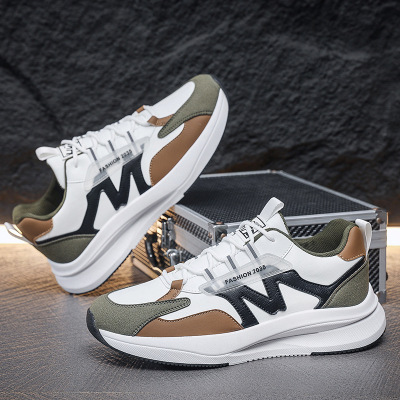 秋季新款休闲男鞋学生休闲运动跑步鞋潮流黑色老爹鞋透气软底男鞋