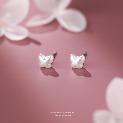 新款蝴蝶珍珠银针耳钉时尚小巧气质耳环女ins风韩系高级简约耳饰送女朋友老婆情人节七夕生日礼物