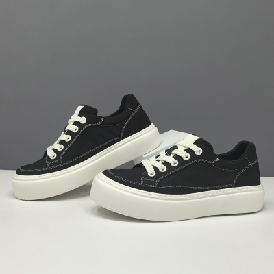 男士春夏布鞋百搭冰丝布休闲鞋欧洲站男鞋小众车缝线厚底增高鞋男