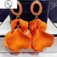 JiMi糖果彩色夸张大耳环女2023年新款潮法式小众设计高级感花朵银耳饰