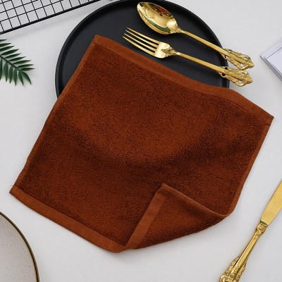 纯棉小方巾全棉四角毛巾擦手抹布-70g咖啡色(10条装)尺寸35*35