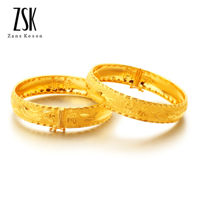 ZSK珠宝黄金手镯龙凤永结同心999足金手镯女士显大气结婚婚庆送礼纯金镯子计价产品定制/一对约16.24克