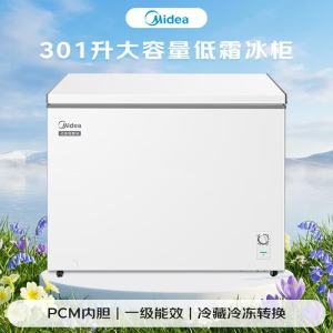 美的卧式冷柜BD/BC-301KM(E)301升1级能效顶开门机械控温白色独嵌两用直冷节能大容量家商两用