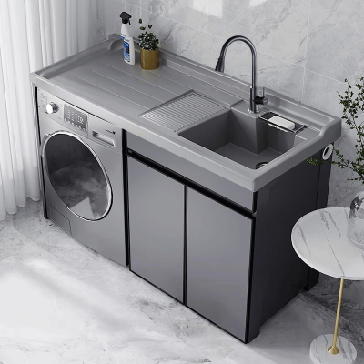 东映之画阳台太空铝洗衣机柜组合滚筒浴室柜伴侣洗手脸一体盆池槽带