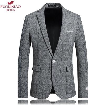 富贵鸟（FUGUINIAO）2019秋装时尚潮流韩版小西服男帅气休闲青年单西外套修身经典百搭格子西装