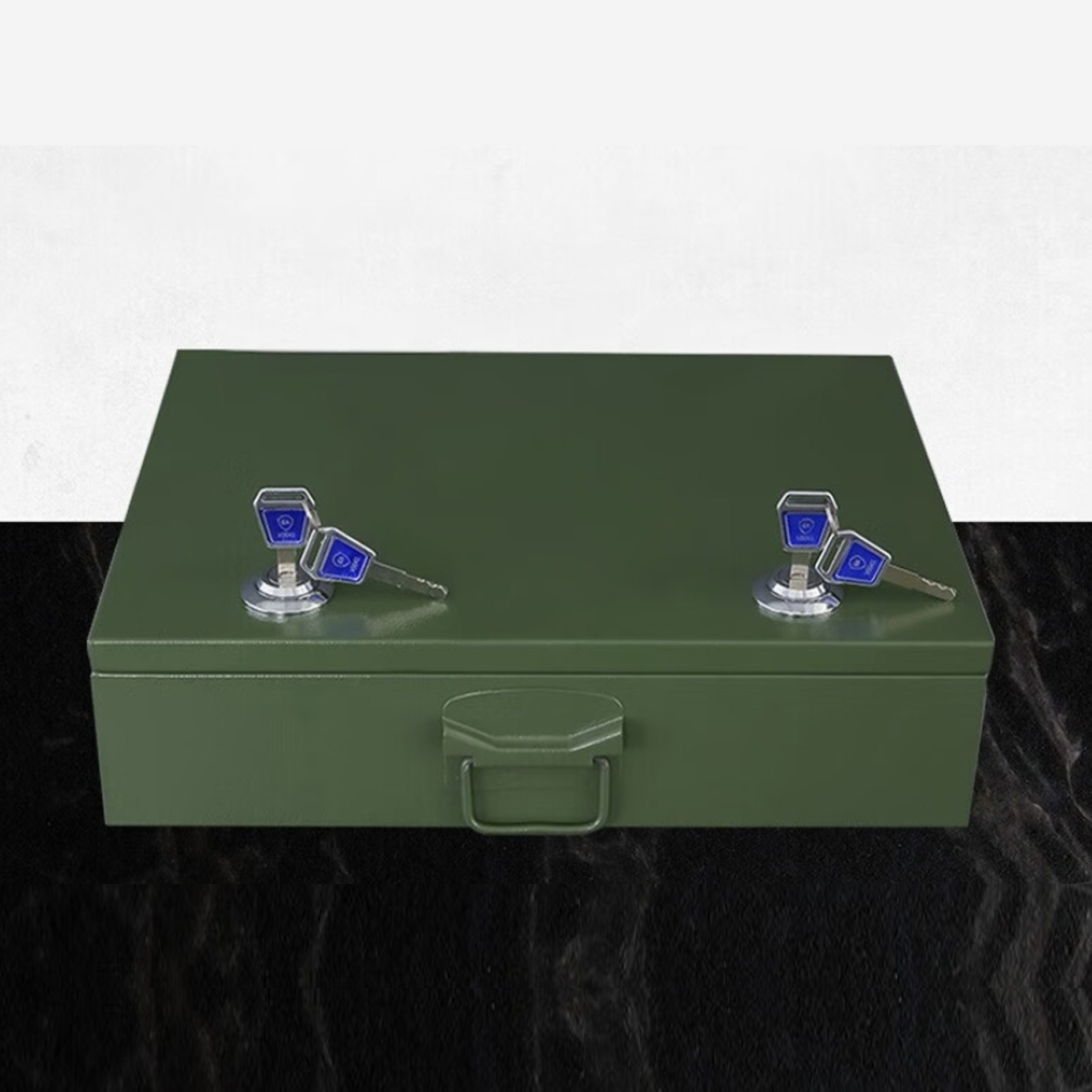 汇云星器械箱零散工具器材存放柜 野外特殊装备便携式双锁柜 军绿色 290*215*115mm