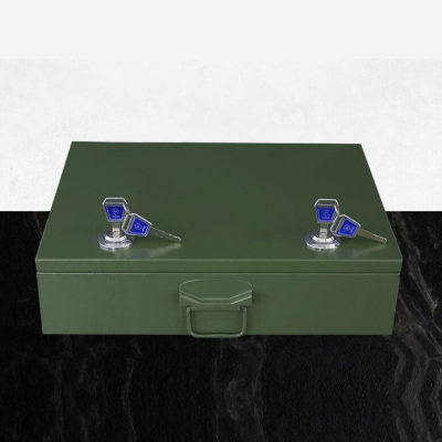 汇云星器械箱零散工具器材存放柜 野外特殊装备便携式双锁柜 军绿色 290*215*115mm