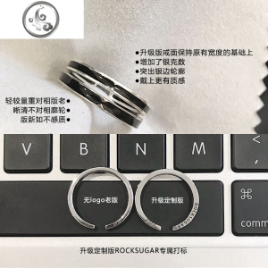 冰糖银饰s925纯银chic韩风简约黑色滴胶开口戒指男女情侣款冷淡风 JiMi 【现货RH003】升级版黑胶戒指