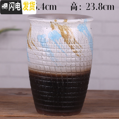 三维工匠宜兴紫砂花盆老桩多肉盆景法师盆栽透气粗陶陶瓷大号盆 深灰色圆法师白黑甩釉 大花盆容器