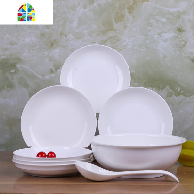 景德镇碗碟套装 家用碗盘面碗鱼盘组合餐具 中式陶瓷盘子大碗 FENGHOU 可爱猫(6圆盘+27cm鱼盘)