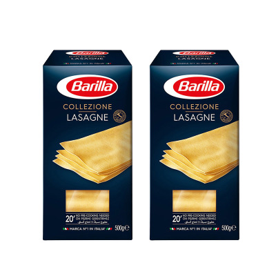 意大利进口百味来Barilla意大利千层面500g*2盒装薄片形意大利宽面意面意粉速食拌面家用西餐面片23738