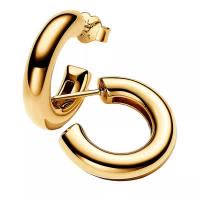 Pandora潘多拉K金镀层金色 hoops 耳钉女款经典百搭配饰黄铜质感