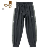 YANXU夏季薄款冰丝凉感排扣休闲运动裤男潮牌束脚大码男士速干跑步裤子