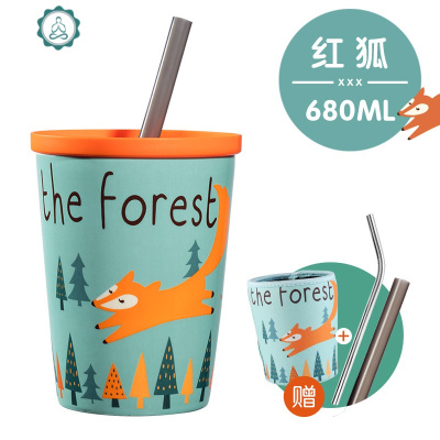 可爱卡通陶瓷马克杯子带盖大容量创意个性潮流办公室大人吸管水杯封后