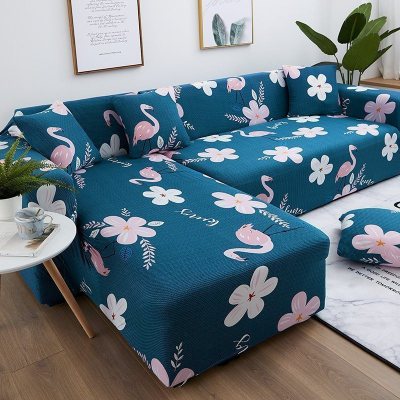 弹力懒人沙发套罩通用型全包萬能套北欧简约布艺沙发垫 火烈鸟之恋 XL码(沙发长度230-300cm适用)一般适合四人沙发