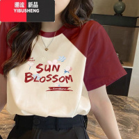 YIBUSHENG季宽松短袖t恤女洋气小众别致百搭插肩袖上衣显瘦设计感ins