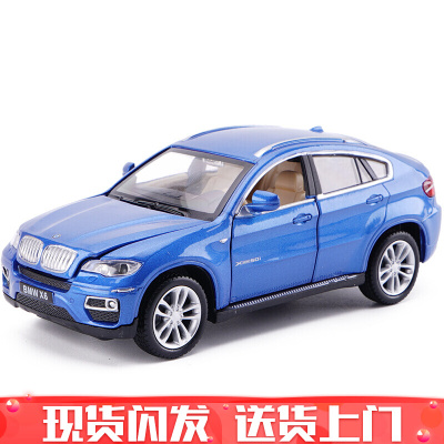 奔驰车模合金玩具车越野车1/32仿真小汽车亮灯响声回力儿童男孩玩具3-6宝马X6-蓝色