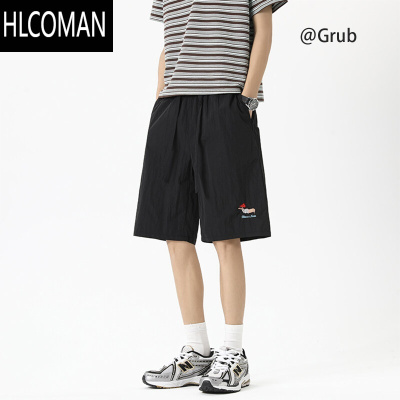 HLCOMAN美式腊肠狗速干短裤男款夏季潮牌青少年五分裤子宽松大码运动中裤