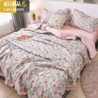 清新小碎花公主风夏被四件套棉夏凉被空调被可机洗1.8m夏天薄款 三维工匠被子