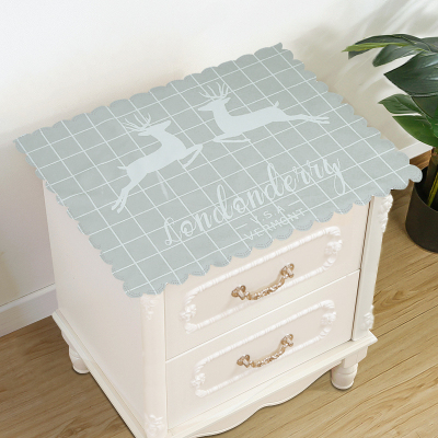 家柏饰(CORATED)床头柜盖布防水防油免洗北欧家用防尘罩套卧室床头盖巾冰箱防尘布 灰格双麋鹿 50*60cm