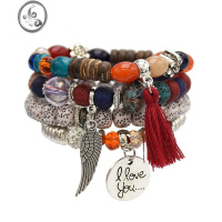 JiMi少数民族异域风情多层弹力闺蜜手链女波西米亚百搭个性气质手串女