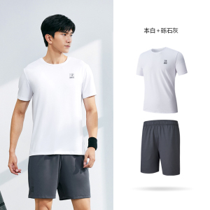 361°运动套装男夏季新款跑步T恤健身短裤两件套男子运动服潮