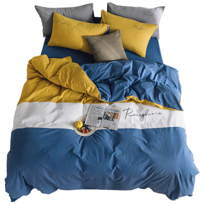 美帮汇北欧四件套风全棉全棉床单男生潮流超柔水洗棉单人三件套