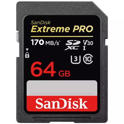 官方授权-闪迪(SANDISK)SD卡64G支持4K高清U3V30尼康索尼佳能单反相机存储卡170M/S