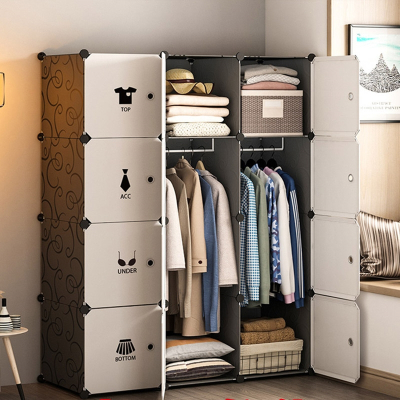 古达简易衣柜组装卧室家用便携布储物柜子出租房宿舍收纳塑料折叠衣橱