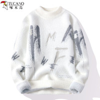 啄木鸟水貂绒毛衣男秋冬季潮牌2023新款针织衫冬天保暖加厚毛线衣