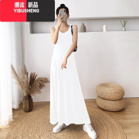 YIBUSHENG女士莫代尔连衣裙季新款轻奢白色吊带裙孕妇黑色长裙大码背心裙