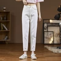 [1折价59.9元叠加优惠券]唐狮女牛仔裤老爹裤宽松牛仔裤女纯色女牛仔裤长裤女裤子女士牛仔裤