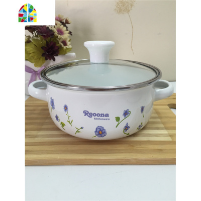 带盖双柄汤锅加厚珐琅炖锅汤锅小锅婴儿煮热牛奶锅电磁炉 FENGHOU 20厘米盖仙凡之恋汤锅