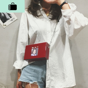 ins超火小方包女2019新款潮盒子小包包韩版百搭斜挎包chic链条包NEW LAKE 酒红色女斜挎包 酒红色